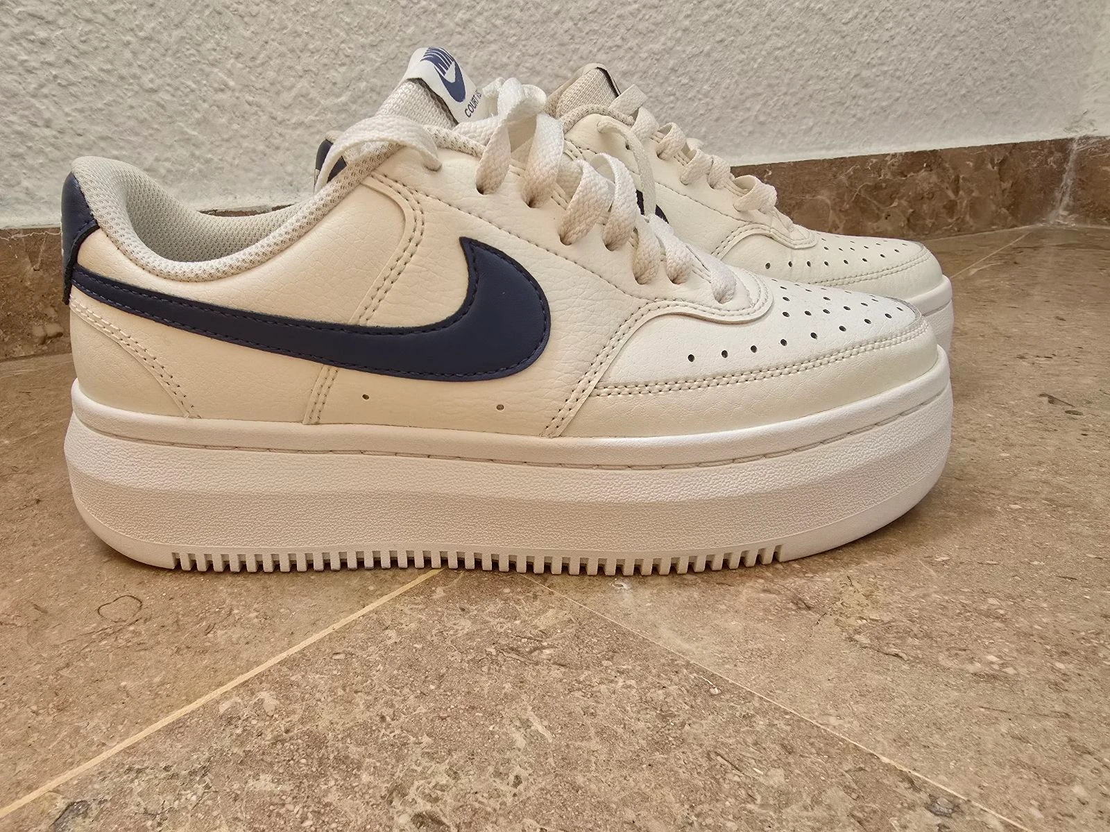Tênis Nike Court Vision Alta Platform em Couro Branco Azul EU 40 – photo 6